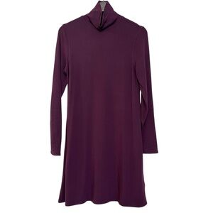 Kit and Ace Upgrade Brushed Soft Long Sleeve Turtleneck Dress Purple Small Cozy
